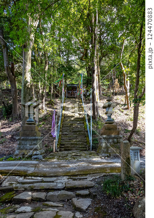 天志良神社の拝殿前にある階段【茨城県常陸太田市】 天志良神社の拝殿前にある階段【茨城県常陸太田市】 124470883
