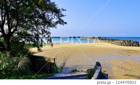 沖縄県の干潮時の海岸 124470922