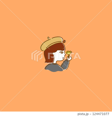 ベレー帽を被った女の子 ベレー帽を被った女の子 124471077