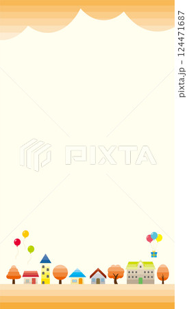 シンプルな街並みのベクターイラスト　枠　縦長の背景 124471687