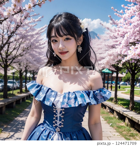 桜の下で　あどけない 124471709