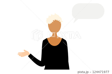 黒いシャツを着た女性が話しているシンプルなイラスト 黒いシャツを着た女性が話しているシンプルなイラスト 124471977