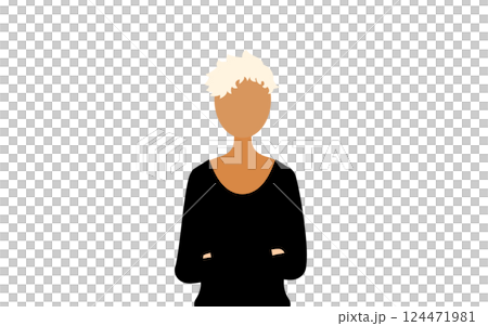 A simple illustration of a woman in a black shirt with her arms crossed A simple illustration of a woman in a black shirt with her arms crossed 124471981