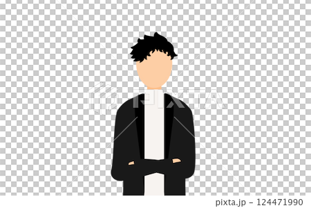 A simple illustration of a man wearing a black jacket with his arms crossed A simple illustration of a man wearing a black jacket with his arms crossed 124471990