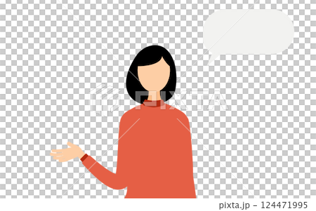 赤いタートルネックを着た女性が話しているシンプルなイラスト 124471995