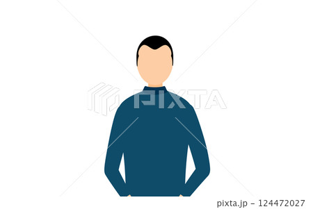 青いタートルネックを着た男性のシンプルなイラスト 青いタートルネックを着た男性のシンプルなイラスト 124472027