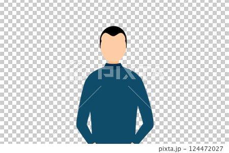 青いタートルネックを着た男性のシンプルなイラスト 青いタートルネックを着た男性のシンプルなイラスト 124472027