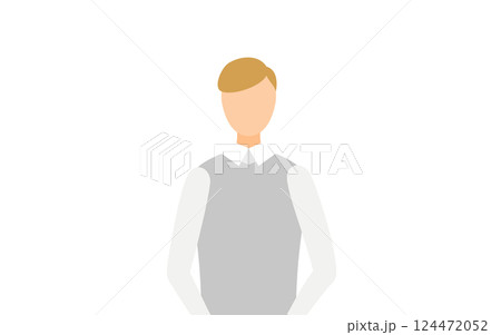 グレーのベストを着た男性のシンプルなイラスト 124472052