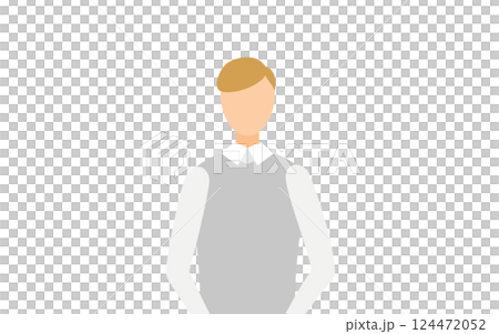 グレーのベストを着た男性のシンプルなイラスト 124472052