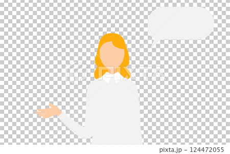 A simple illustration of a woman wearing a gray sweater talking A simple illustration of a woman wearing a gray sweater talking 124472055