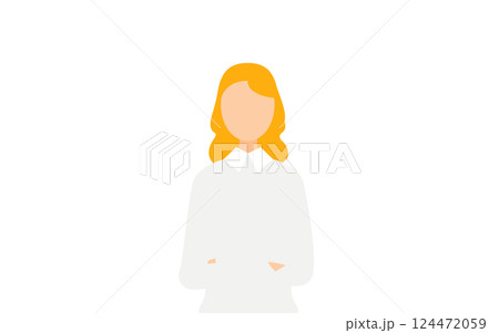 グレーのセーターを着た女性が腕組みしているシンプルなイラスト 124472059