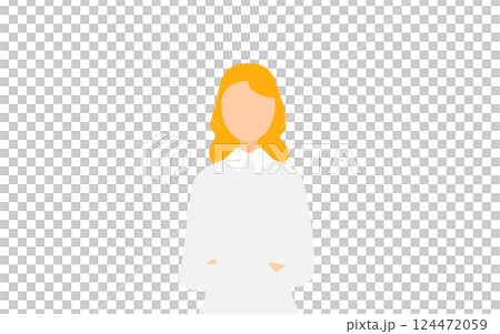 グレーのセーターを着た女性が腕組みしているシンプルなイラスト 124472059