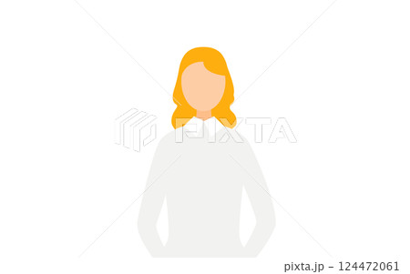 グレーのセーターを着た女性のシンプルなイラスト グレーのセーターを着た女性のシンプルなイラスト 124472061