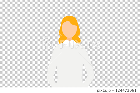 グレーのセーターを着た女性のシンプルなイラスト グレーのセーターを着た女性のシンプルなイラスト 124472061