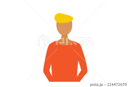 赤いシャツを着た男性のシンプルなイラスト 124472070