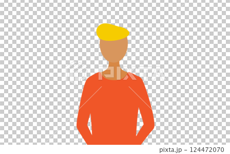赤いシャツを着た男性のシンプルなイラスト 124472070