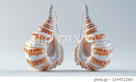 Elegant seashell earrings with gemstones 124472260