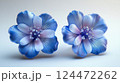 Blue Flower-Shaped Earrings with Crystals 124472262