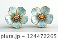 Elegant Blue Floral Earrings with Gemstones 124472265