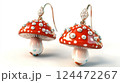 Elegant Red Mushroom Earrings with Crystals 124472267