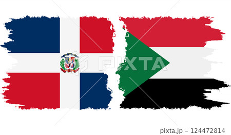 Sudan and Dominican Republic grunge flags connection vector 124472814