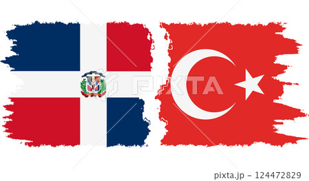 Turkey and Dominican Republic grunge flags connection vector 124472829