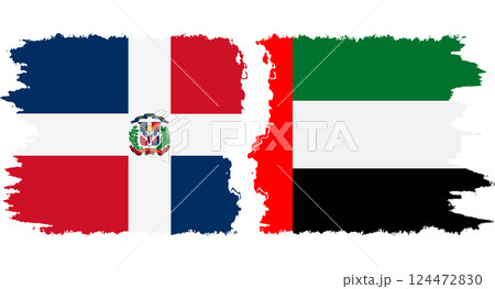 United Arab Emirates and Dominican Republic grunge flags connection vector 124472830