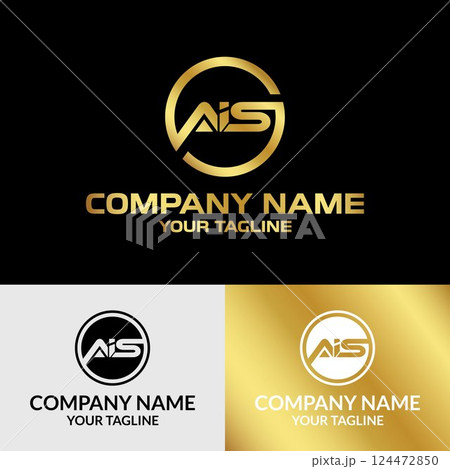 nitial AIS letter modern typography rounded circle shaped gold gradient color logo design template nitial AIS letter modern typography rounded circle shaped gold gradient color logo design template 124472850