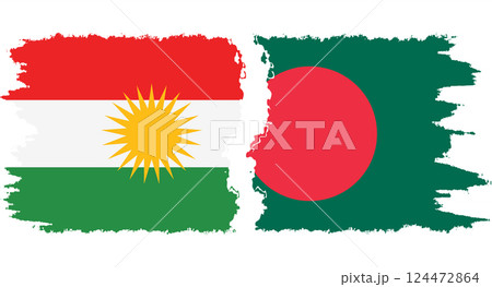 Bangladesh and Kurdistan grunge flags connection vector 124472864