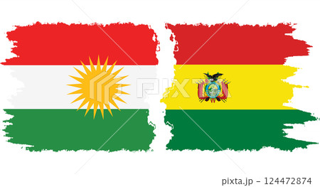Bolivia and Kurdistan grunge flags connection vector Bolivia and Kurdistan grunge flags connection vector 124472874