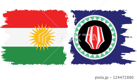 Bougainville and Kurdistan grunge flags connection vector 124472880