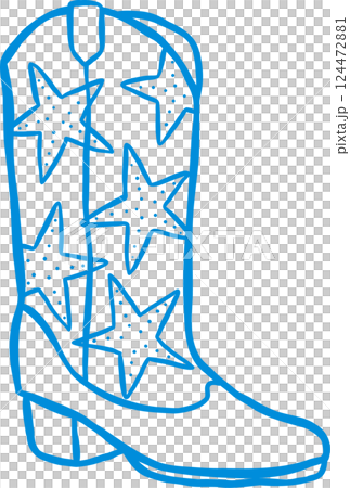 Coastal Cowgirl Cowboy Boot Starfish Outline Playful Hand Draw 124472881