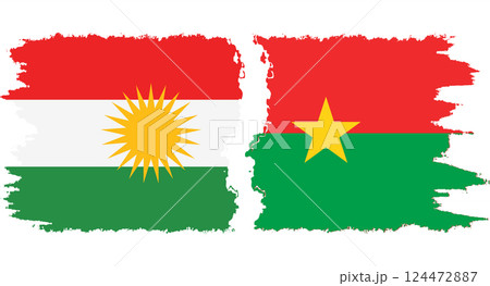 Burkina Faso and Kurdistan grunge flags connection vector Burkina Faso and Kurdistan grunge flags connection vector 124472887