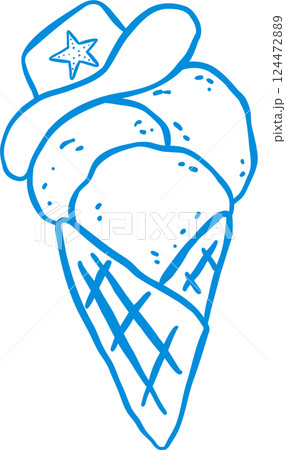 Coastal Cowgirl Ice Cream Cone Outline Playful Hand Draw Coastal Cowgirl Ice Cream Cone Outline Playful Hand Draw 124472889