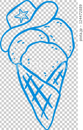 Coastal Cowgirl Ice Cream Cone Outline Playful Hand Draw 124472889