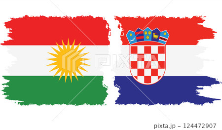 Croatia and Kurdistan grunge flags connection vector Croatia and Kurdistan grunge flags connection vector 124472907