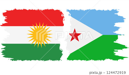 Djibouti and Kurdistan grunge flags connection vector 124472919