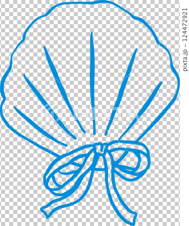 Coquette Seashell Bow Outline Playful Hand Draw 124472921
