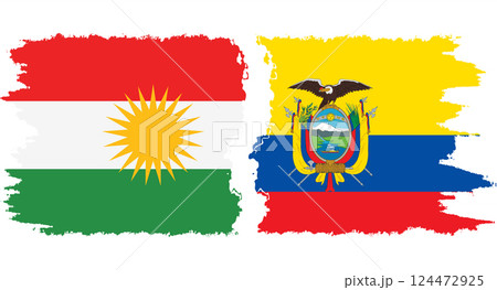 Ecuador and Kurdistan grunge flags connection vector 124472925