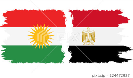 Egypt and Kurdistan grunge flags connection vector 124472927