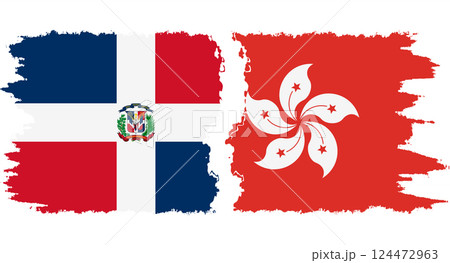 Hong Kong and Dominican Republic grunge flags connection vector Hong Kong and Dominican Republic grunge flags connection vector 124472963