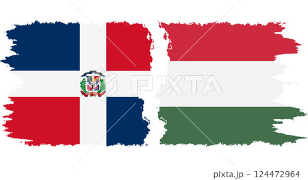 Hungary and Dominican Republic grunge flags connection vector 124472964