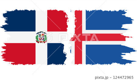 Iceland and Dominican Republic grunge flags connection vector 124472965