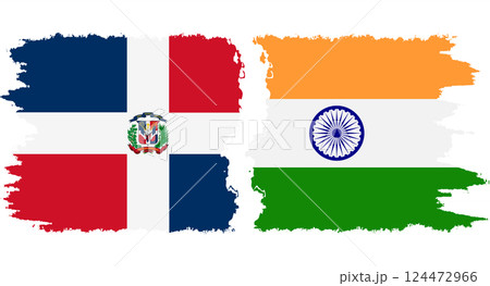 India and Dominican Republic grunge flags connection vector India and Dominican Republic grunge flags connection vector 124472966