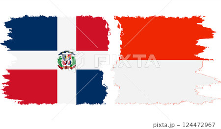 Indonesia and Dominican Republic grunge flags connection vector 124472967