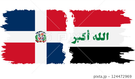 Iraq and Dominican Republic grunge flags connection vector 124472969