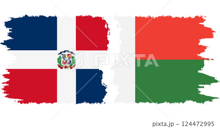 Madagascar and Dominican Republic grunge flags connection vector 124472995