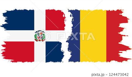 Romania and Dominican Republic grunge flags connection vector 124473042
