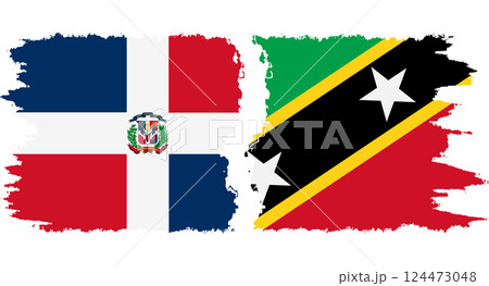 Saint Kitts and Nevis and Dominican Republic grunge flags connection vector 124473048
