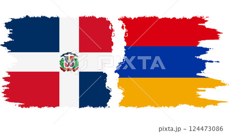 Armenia and Dominican Republic grunge flags connection vector 124473086